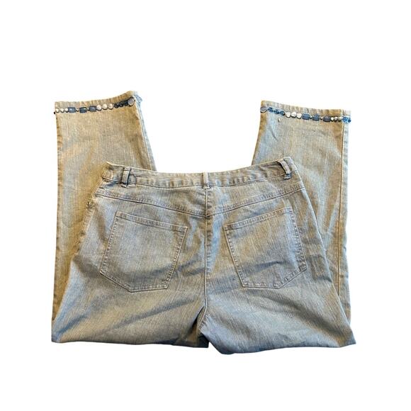 Ruby Rd. Capri Women's Beaded Hem Denim Pants Size 8 Blue Jeans Light Wash - Picture 6 of 9